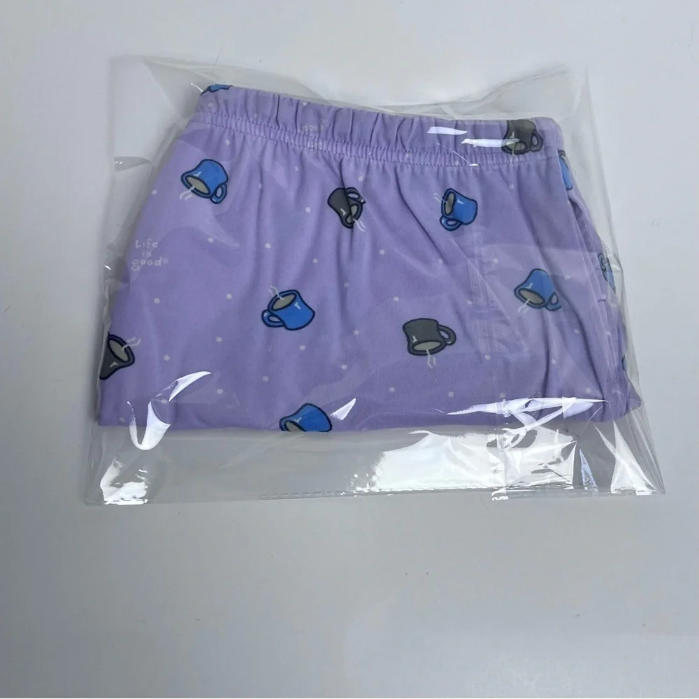 Life Is Good Sleep Women's PJ Shorts with Coffee Mug AOP Size M; Loungewear